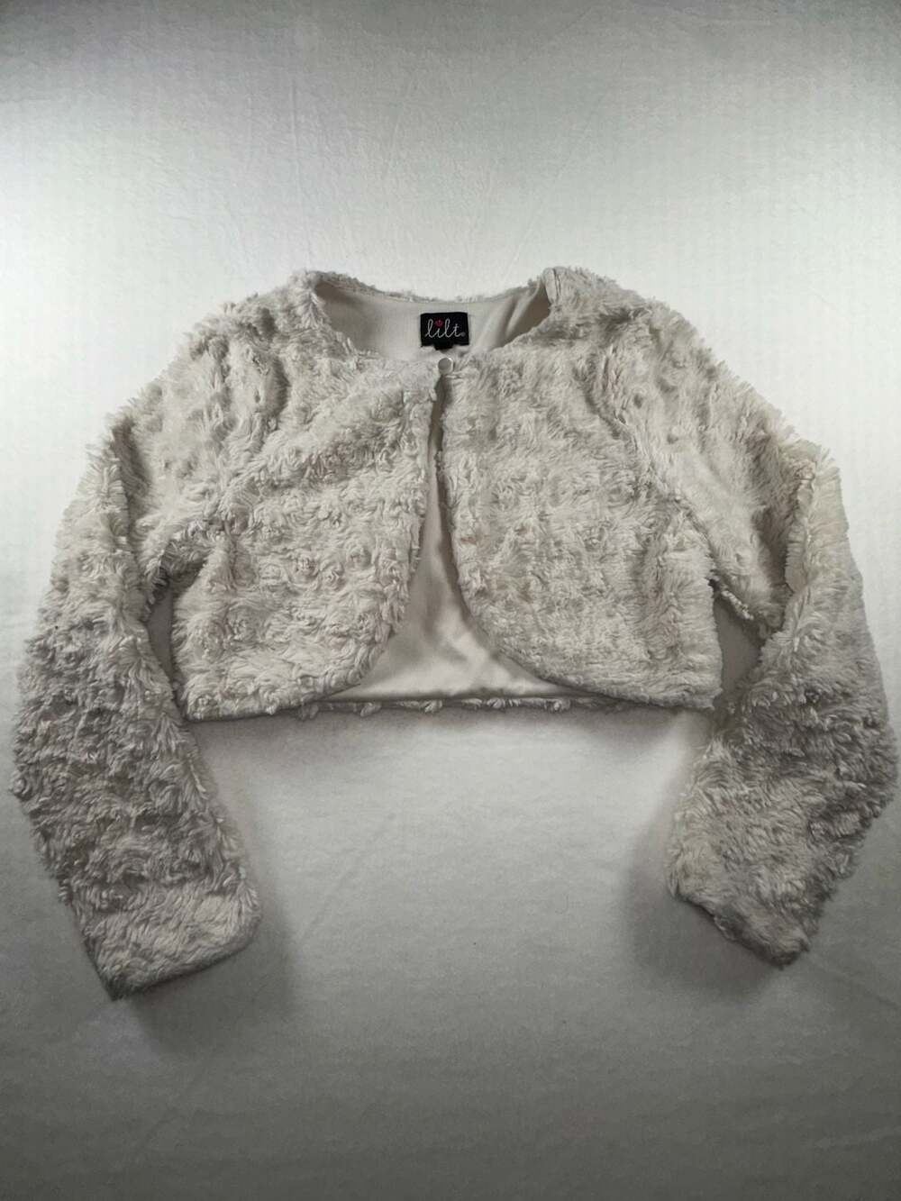 Lilt Girls White Faux Fur Cropped Bolero Shrug Jacket